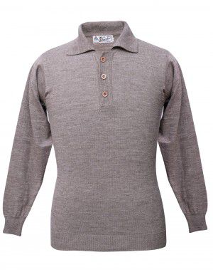 Men pure wool sweater plain collar light brown